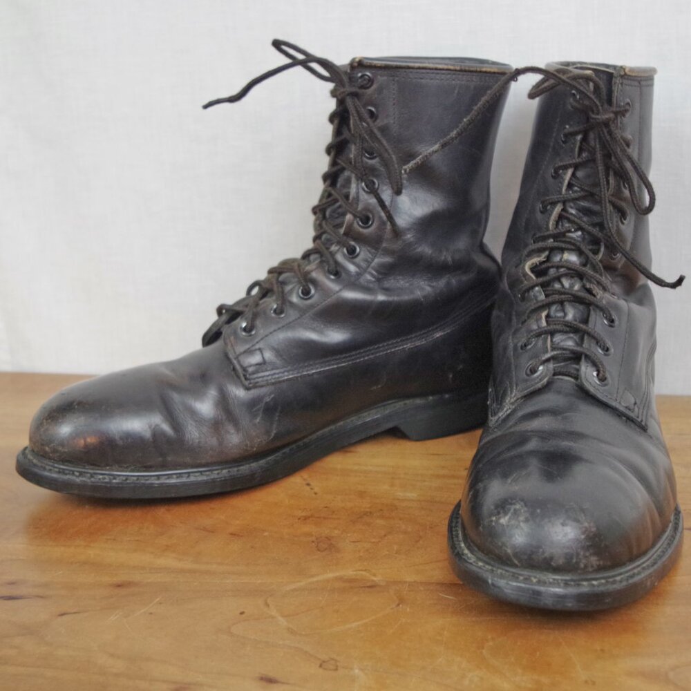 Men's Black Lace-Up Leather Work Boots